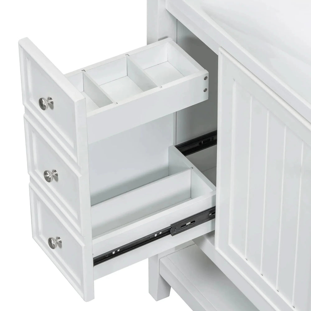 Bathroom Vanity With Sink 36 Inch Solid Wood White Cabinet & Drawers Media 26