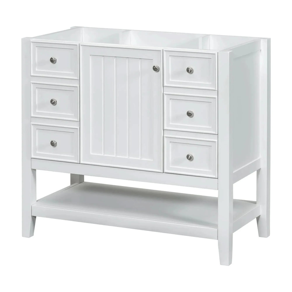 Bathroom Vanity With Sink 36 Inch Solid Wood White Cabinet & Drawers Media 24