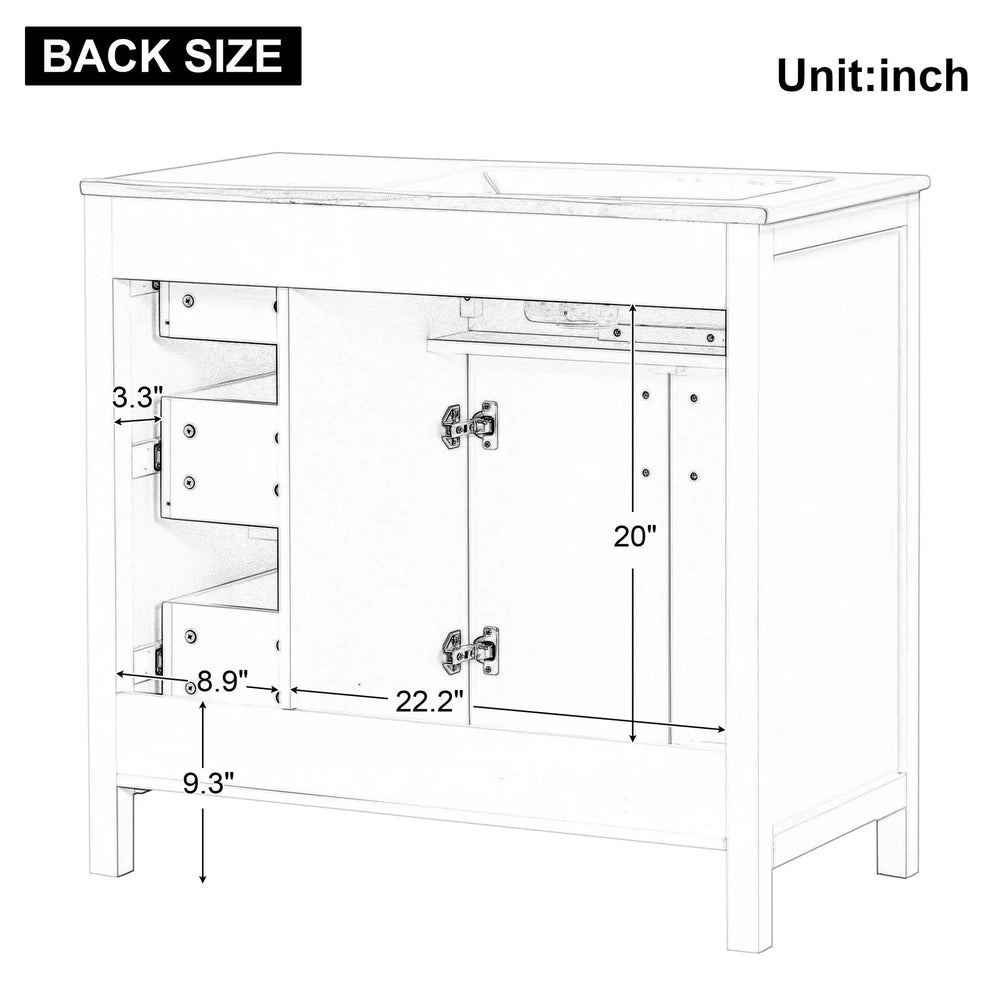 Bathroom Vanity Solid Wood & MDF White Finish With Sink Top & Ample Storage Media 6