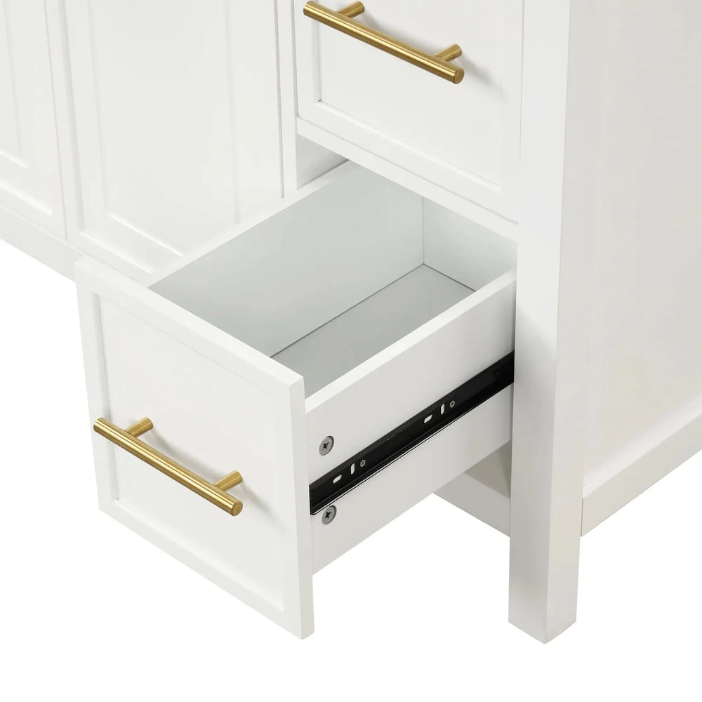 Bathroom Vanity Solid Wood & MDF White Finish With Sink Top & Ample Storage Media 33