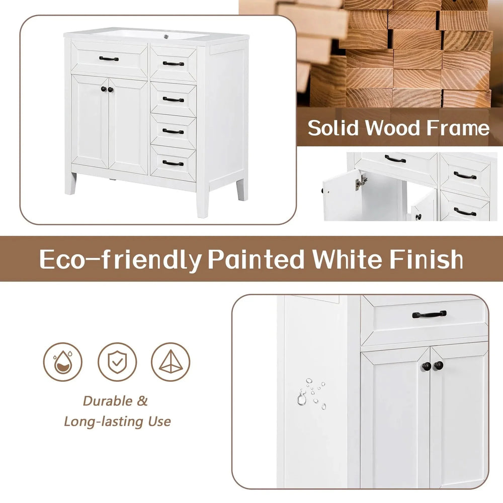 Bathroom Vanity Base 36 Inch Solid Wood With Drawers Cabinet Base Media 6