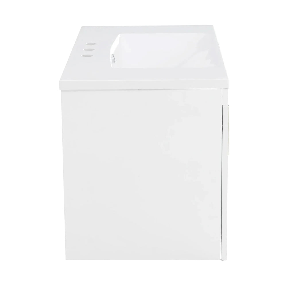 Bathroom Vanity Wall Mount Wood Storage Cabinet 2 Drawers Modern White Media 16