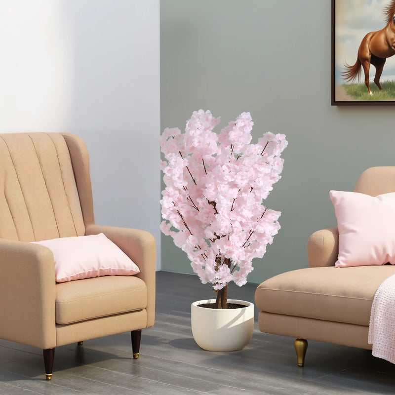43' Artificial Cherry Blossom Tree with Black Plastic Pot