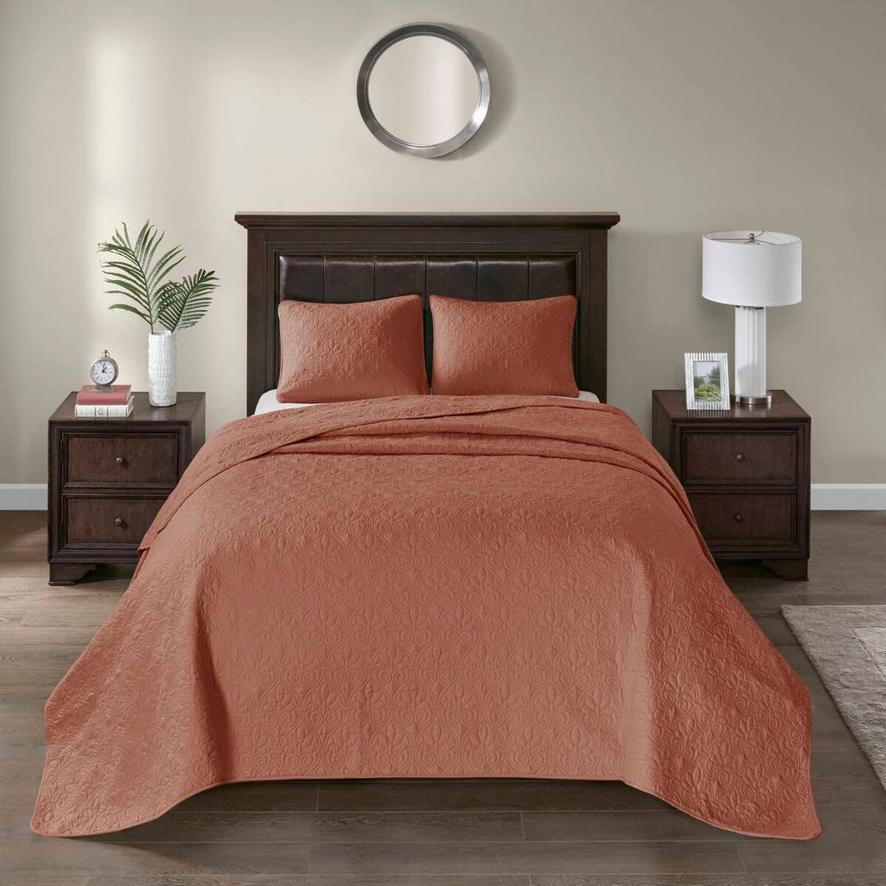 3 Piece Reversible Quilt Set Clay Red King/Cal King Media 10