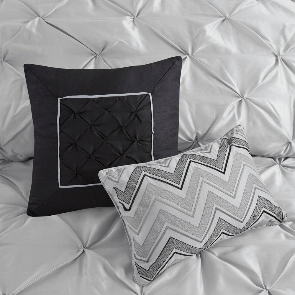 7 Piece Tufted Comforter Set Grey Full Media 10