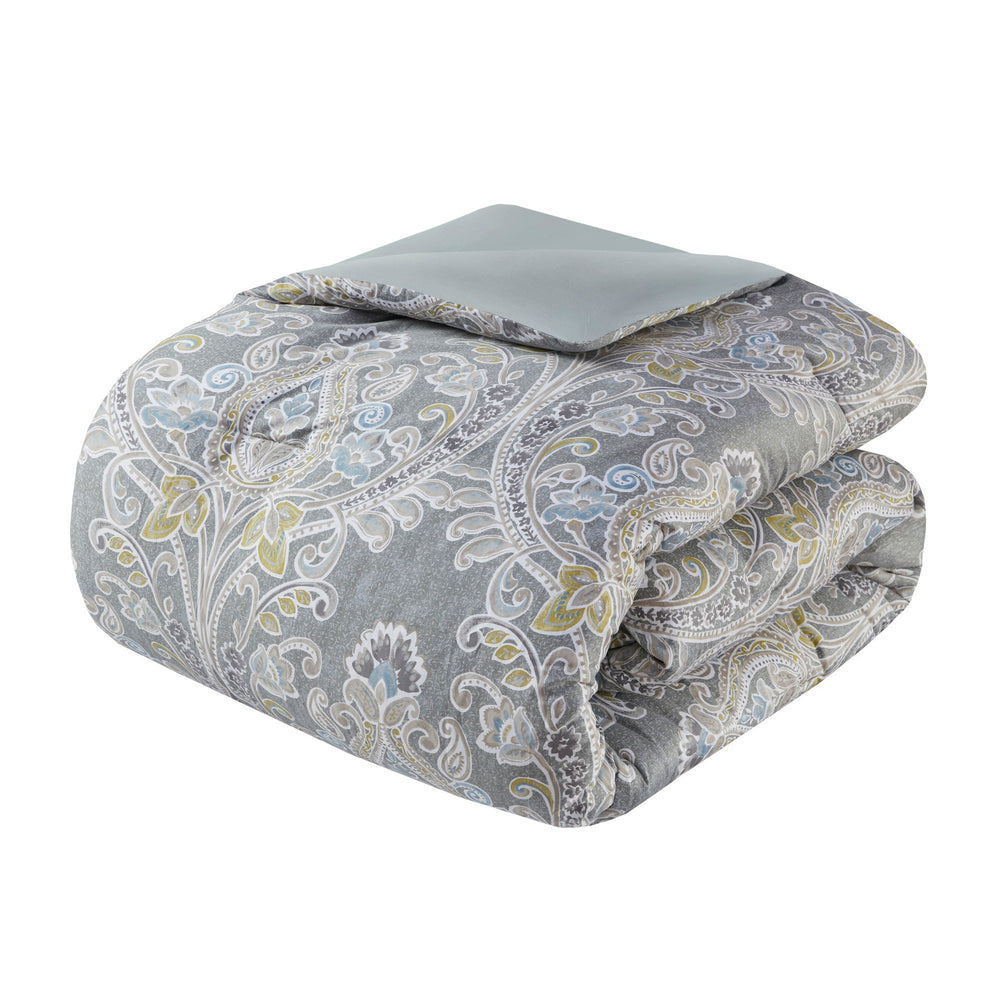 6 Piece Cotton Comforter Set Grey Queen Media 10