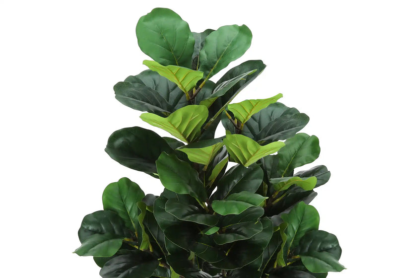 Artificial Plant, 47' Tall, Fiddle Tree, Indoor, Faux, Fake, Floor, Greenery, Potted, Real Touch, Decorative, Green Leaves, Black Pot