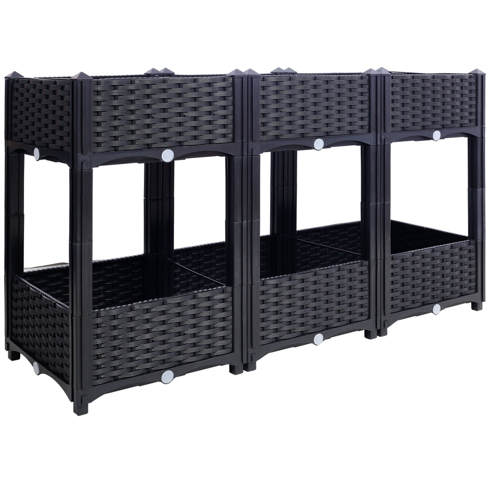 Planter Raised Beds - Elevated Planter Garden Box with Drainage Plug Raised Garden Beds for Vegetable/Flower/Herb Outdoor Standing Planter Beds Gardening Kit,Black,47.2'x15.7'x27.7' Media 8