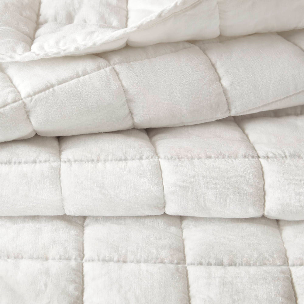3-Piece Full/Queen Linen Garment Washed Quilt Set,White Media 12