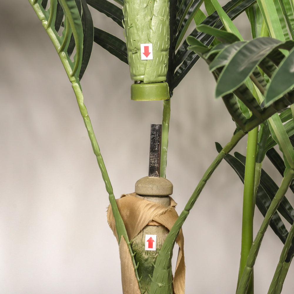 5FT Golden Cane Artificial Palm Tree with Black Plastic Pot, Tropical Fake Plant for Indoor Outdoor Decoration, Faux Palm, 1pc/set Media 12