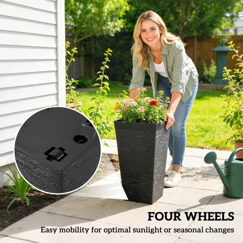 Modern Design Stackable Tapered Planters,Set of 3 Outdoor Planters Media 8