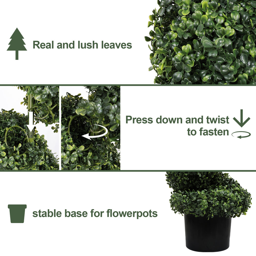7FT Spiral Topiary Trees Artificial Outdoor Faux Boxwood Plants Large Twisted Green Potted Trees with Dark Green Leaves for Garden Front Porch Patio Planter Decoration, 1pc/set Media 6