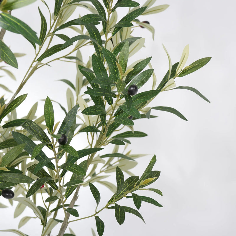 8FT Artificial Olive Tree With Decorative White Pot, Tall Indoor & Covered Outdoor Decorative Tree, 1pc/set