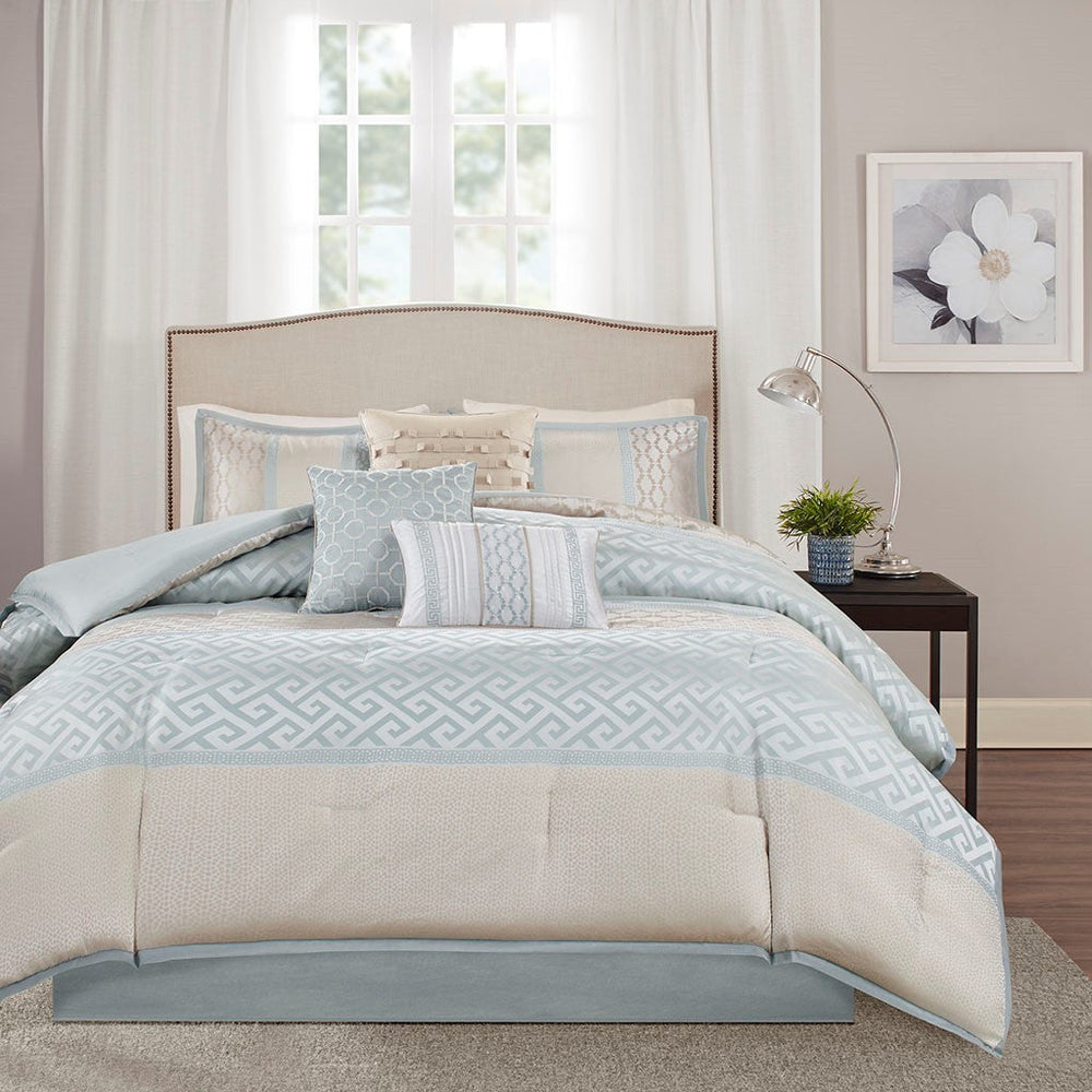 7 Piece Comforter Set Aqua Cal King Media 4