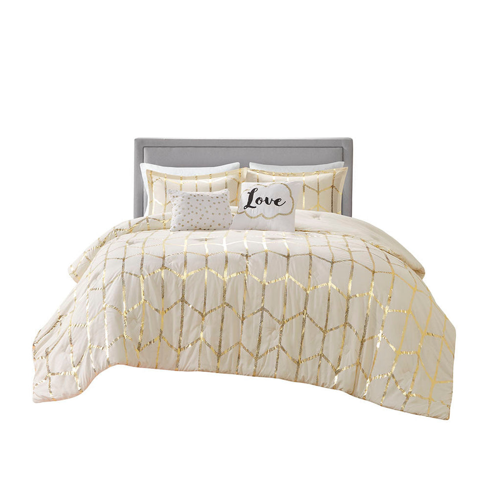 Full/Queen Metallic Printed Comforter Set Media 6