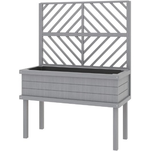 Spacious Raised Garden Bed,Elevated Wood Planter with Trellis for Climbing Plants,with Legs and Drainage Holes Media 2