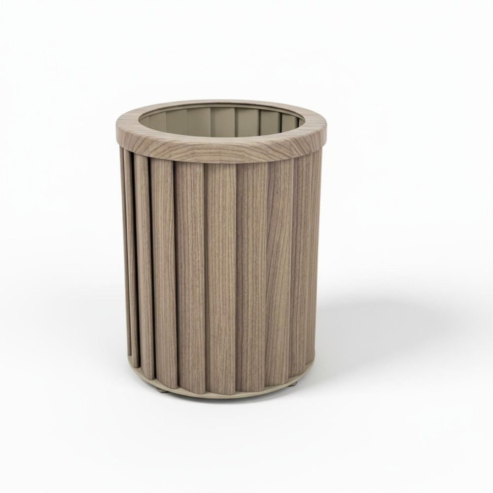Round Strata Column Planter SM - Ash Brown Media 1