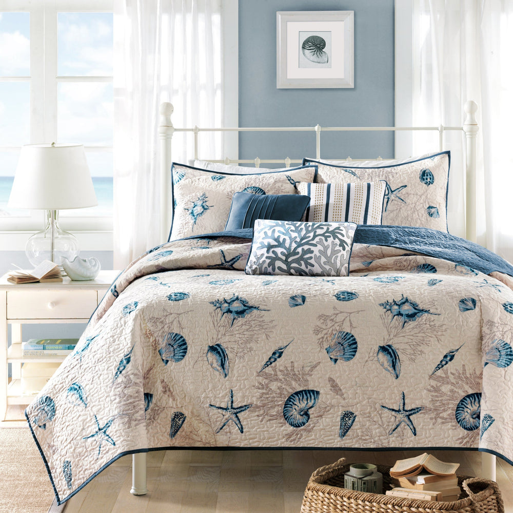 Brushed   Quilt Set with Throw Pillows Blue Twin/Twin XL Media 6