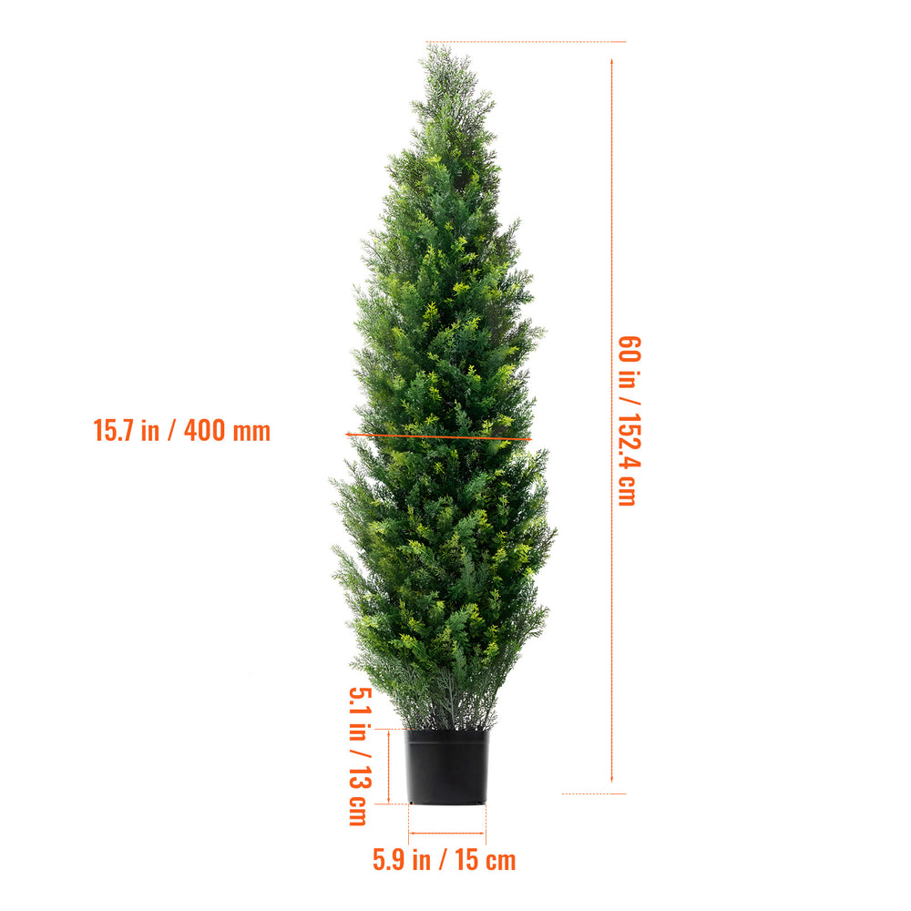 2 Pack 5' Artificial Cedar Topiary Tree Faux Plant UV Decor In/Outdoor Media 8