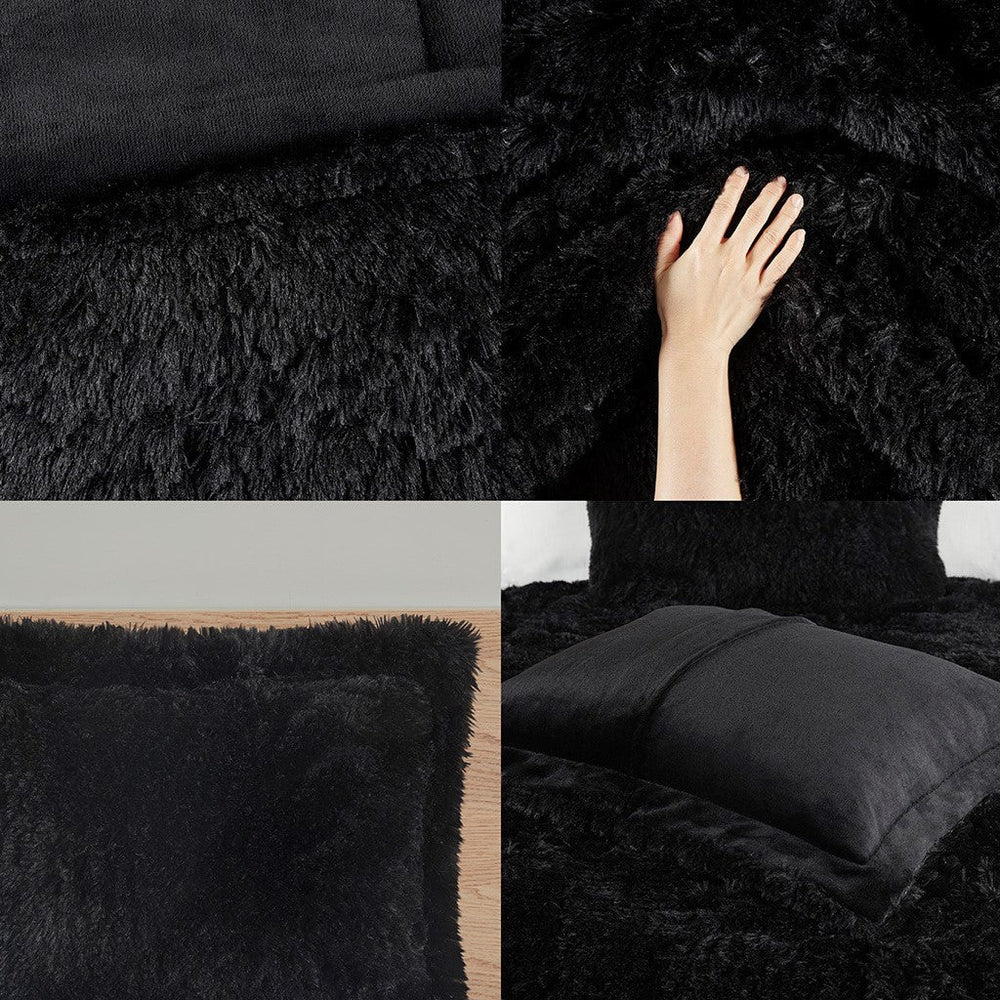 King/Cal King Shaggy Long Fur Comforter Mini Set Media 8