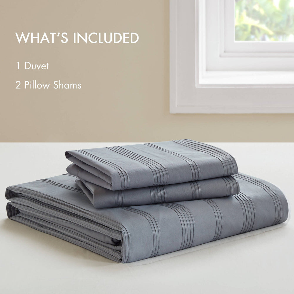 3-Piece King Woven Striped Duvet Set Media 3