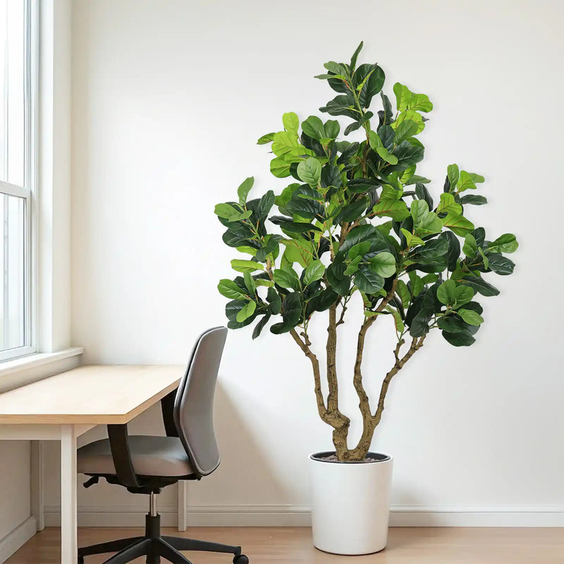 7FT Tall Artificial Banyan Tree Silk Plant – Large Faux Greenery with Natural Look Leaves for Indoor Outdoor Home Office Decoration, Potted Fake Tree, 1pc/set