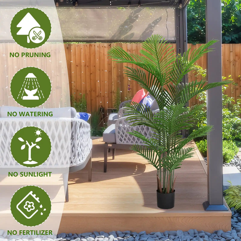 Artificial Areca Palm Plant 160cm Tall Faux Tropical Dypsis Lutescens Tree Green Plastic Indoor Outdoor Décor