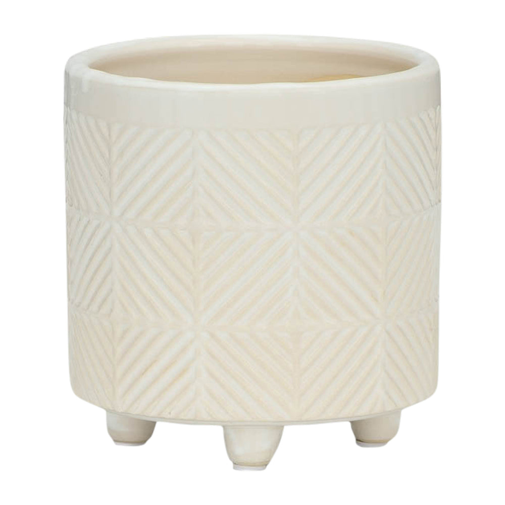 S/2 6/8' TEXTURED PLANTERS, SHINY WHITE Media 2