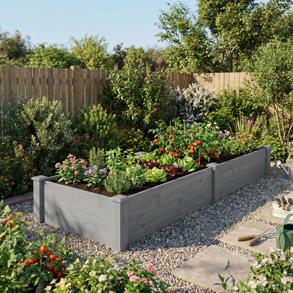 Over Ground Raised Garden Bed 96x28x10'', Large Long Planter Box for Outdoor, Tool-Free Assembly Media 2