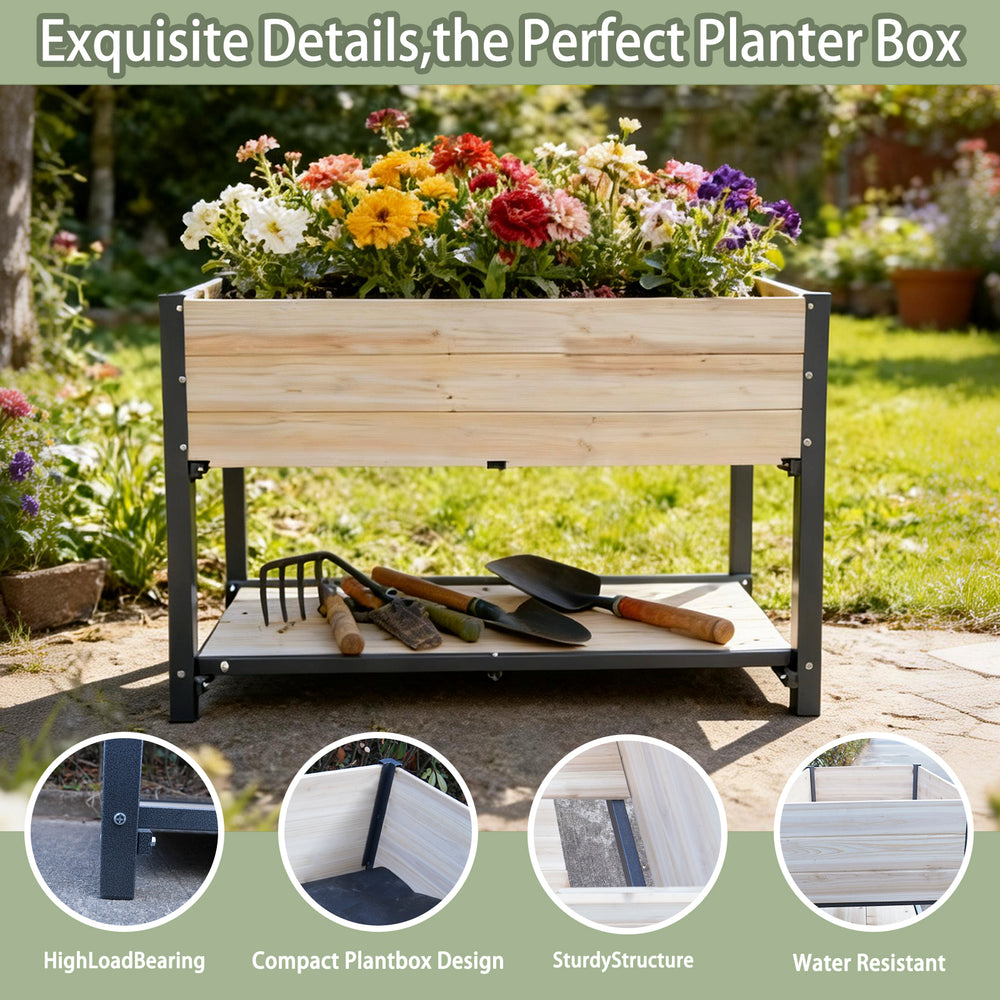 New style:     Solid Wood & Iron Frame Raised Garden Bed - Reversible & Replaceable Wood Panels, No Paint/Formaldehyde, DIY Planter Box for Vegetables, Fruits, Flowers Media 13