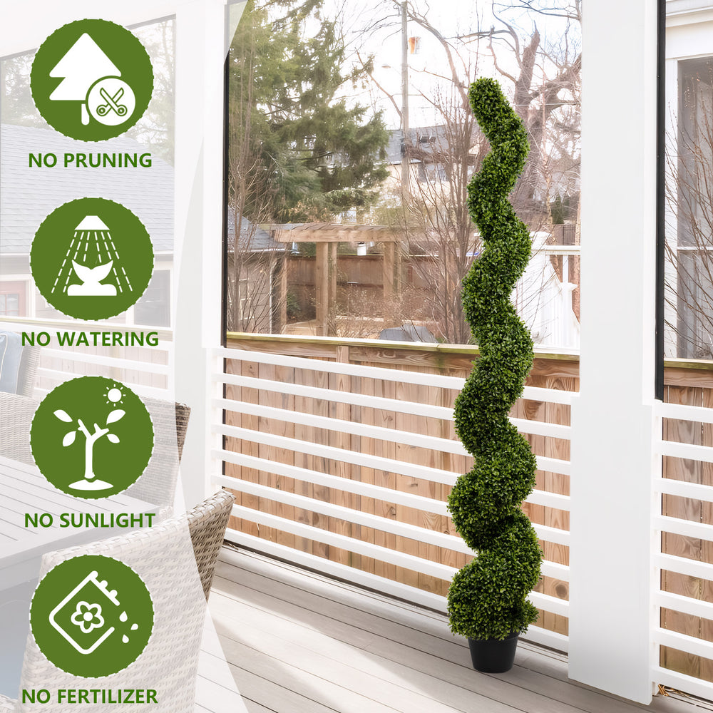 Artificial Outdoor UV Resistant Plastic Boxwood Topiary Spiral Tree 180cm Set of 2 Media 5