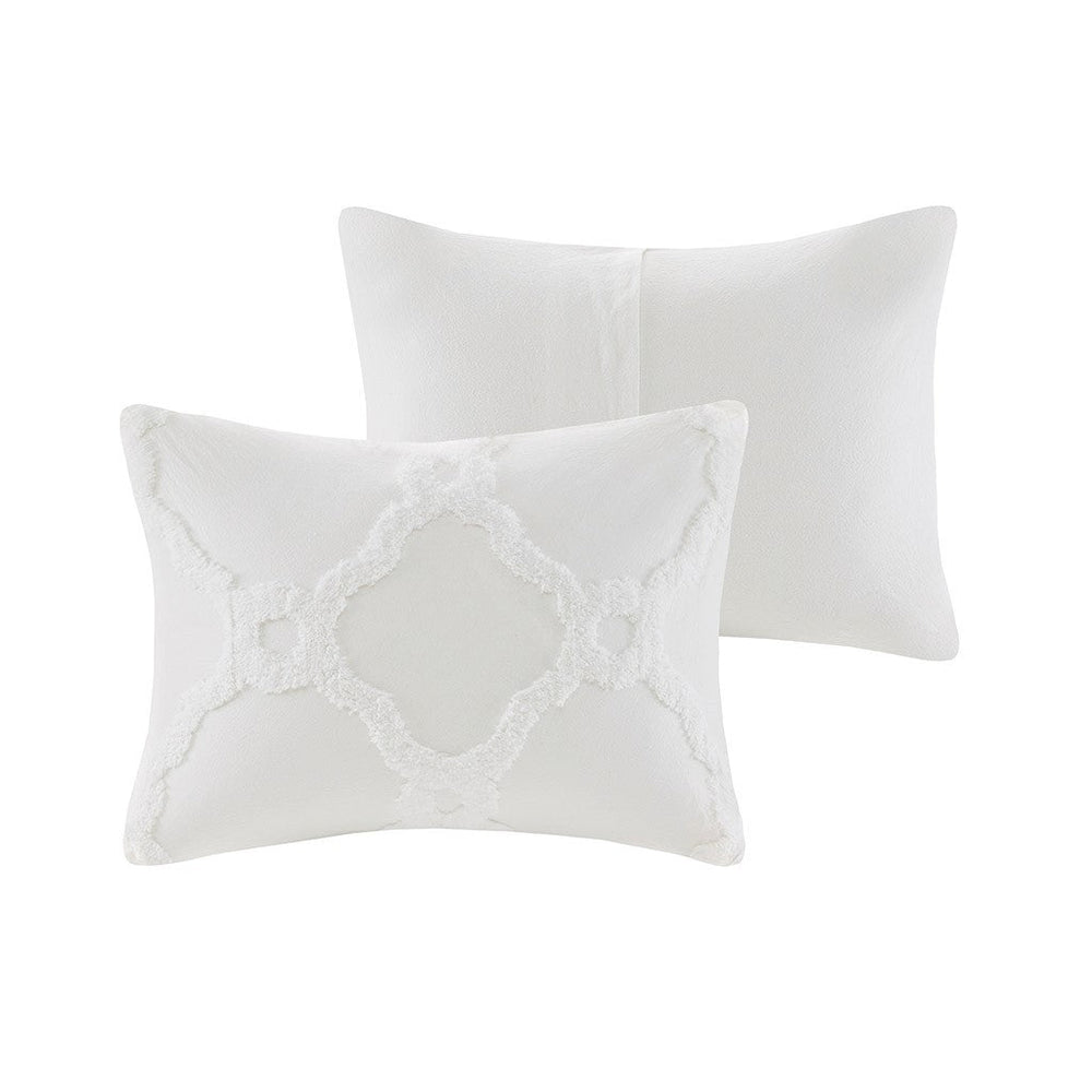 3 Piece Tufted Cotton Chenille Geometric Comforter Set Off-White King/Cal King Media 7