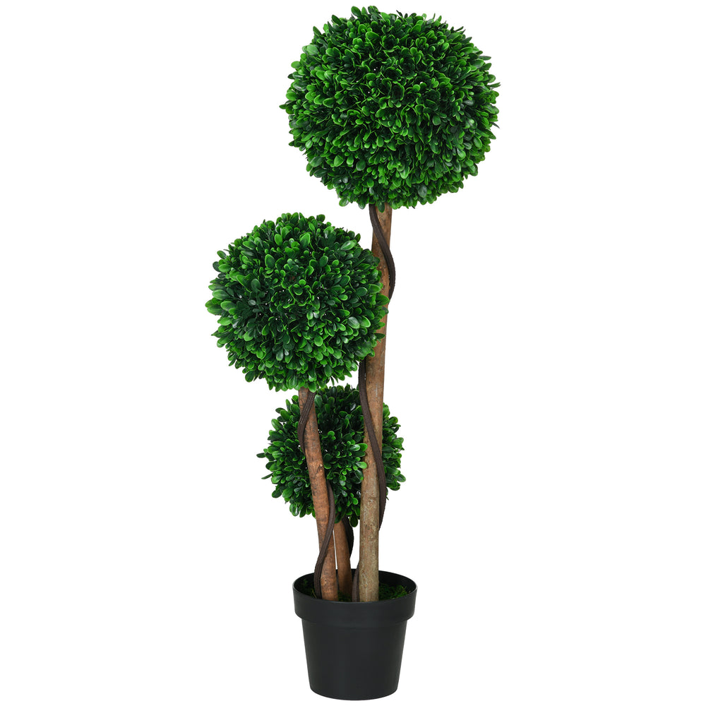 HOMCOM 3.5ft/43.25' Artificial 3 Ball Boxwood Topiary Tree with Pot, Indoor Outdoor Fake Plant for Home Office, Living Room Decor Media 10