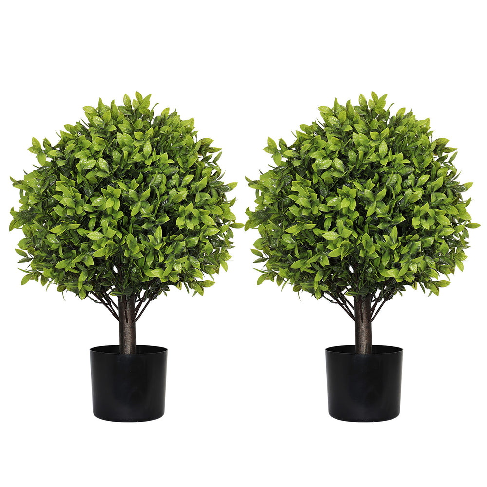22in Artificial Boxwood Topiary Ball Trees in Pots for Indoor Outdoor Home Garden Decor 2pcs/set Media 1