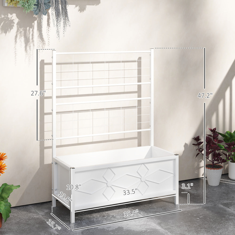 Garden Bed with Trellis,Outdoor Planter Box Galvanized Raised Garden Bed,for Climbing Vines Media 3