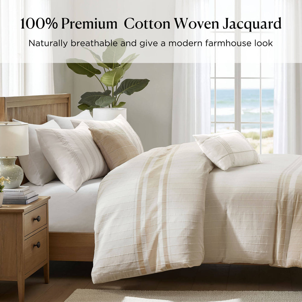 5- Piece Full/Queen Cotton Jaquard Duvet Set Media 5