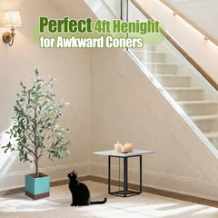 Artificial Olive Tree with Water Droplets: 4ft Potted Realistic Fake Plant Trees with Fruits for Indoor Home Room Office Balcony Decor perspective