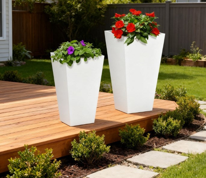 Flower Pots,2-Pack Outdoor Planter Set,with Drainage Holes, Durable & Stackable Plant Pot,for Outdoor and Indoor Media 8