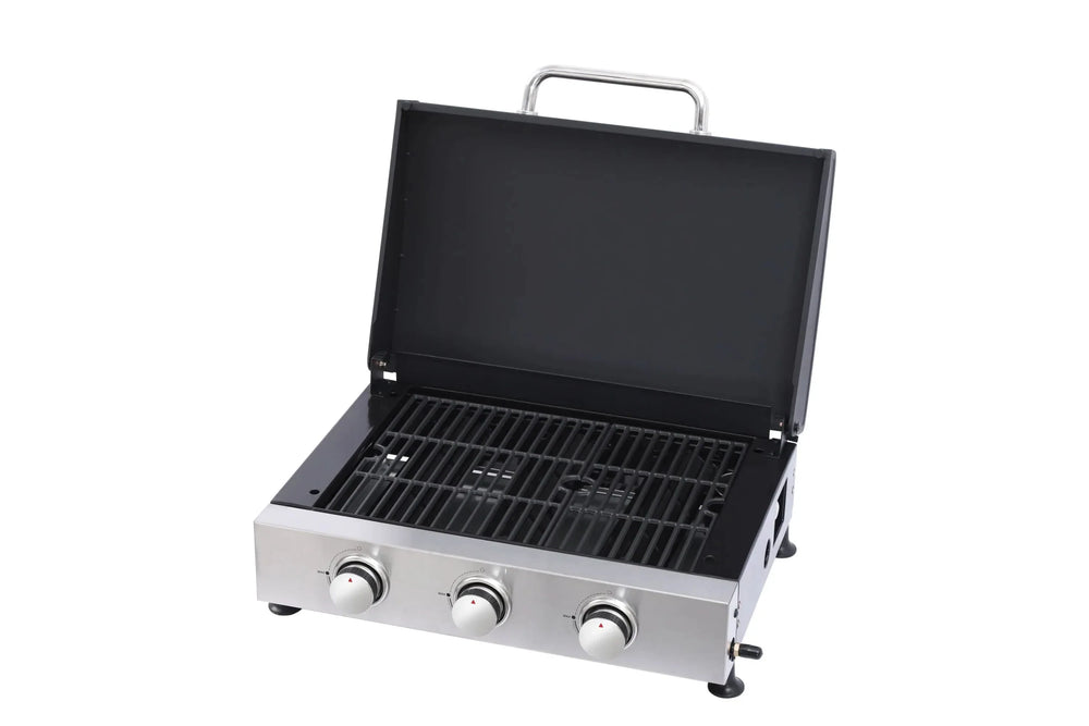 Outdoor Gas Grill Cast Iron Grates Three Burner Barbecue Station Kit Media 7