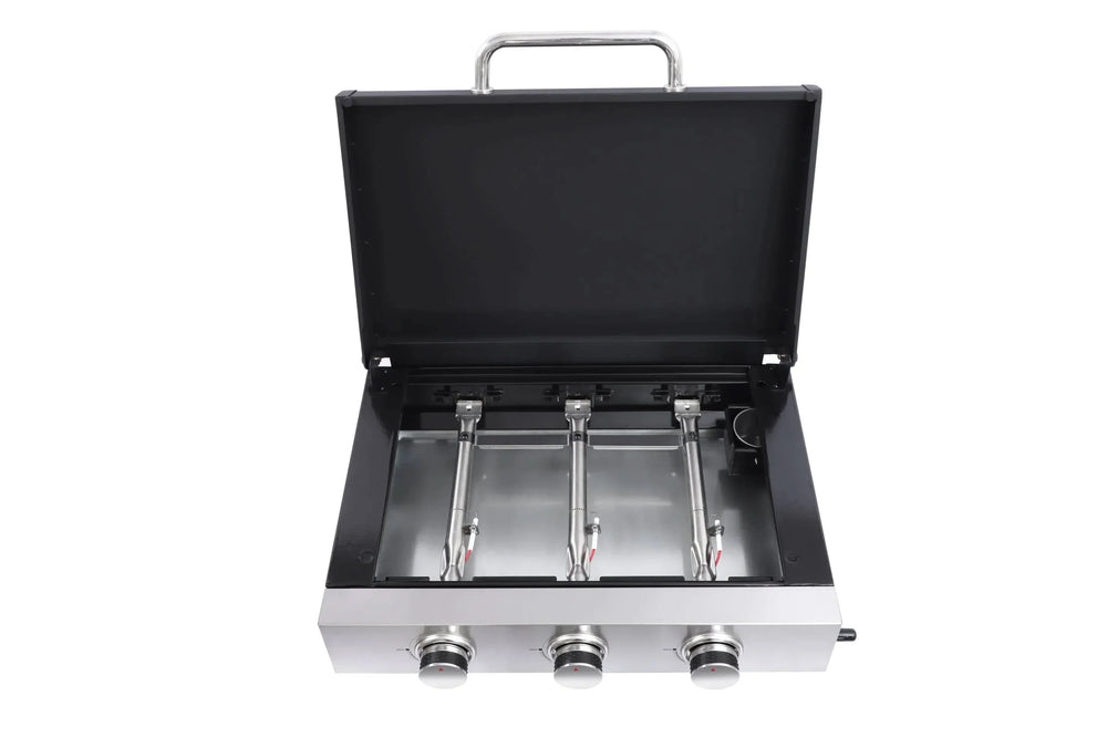 Outdoor Gas Grill Cast Iron Grates Three Burner Barbecue Station Kit Media 8