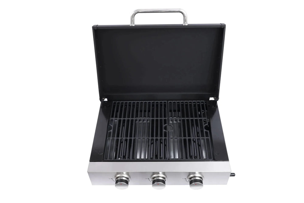 Outdoor Gas Grill Cast Iron Grates Three Burner Barbecue Station Kit Media 6