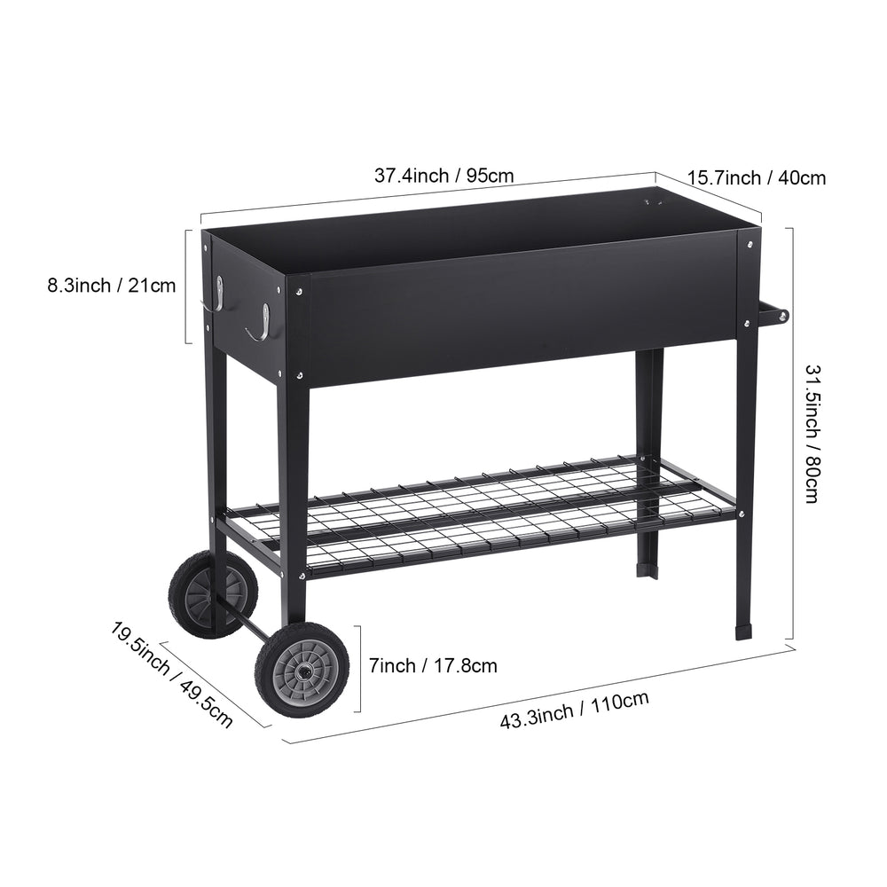 Raised Garden Bed, 42.5 x 19.5 x 31.5 inch Galvanized Metal Planter Box, Elevated Outdoor Planting Boxes with Legs, for Growing Flowers/Vegetables/Herbs in Backyard/Garden/Patio/Balcony, Black Media 3