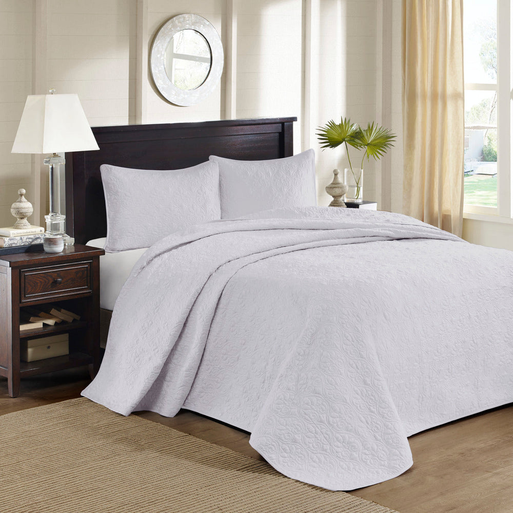 Reversible Bedspread Set White Twin Media 1