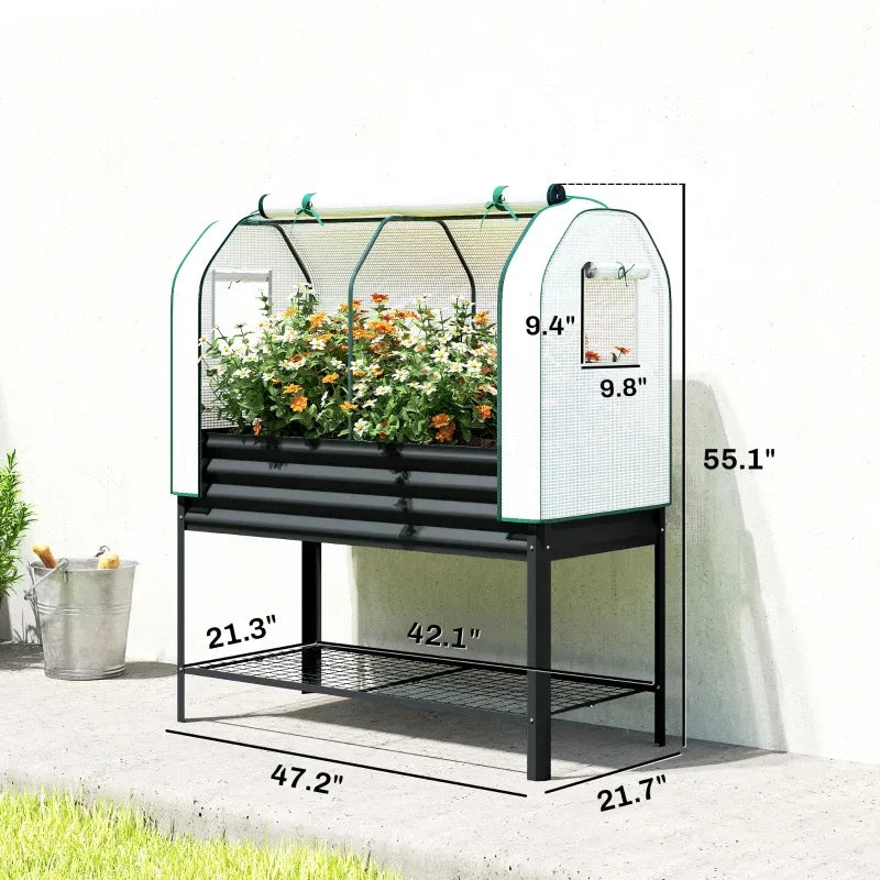 Outdoor Plant Boxs,Raised Garden Bed,Spacious Flower Boxs Media 8