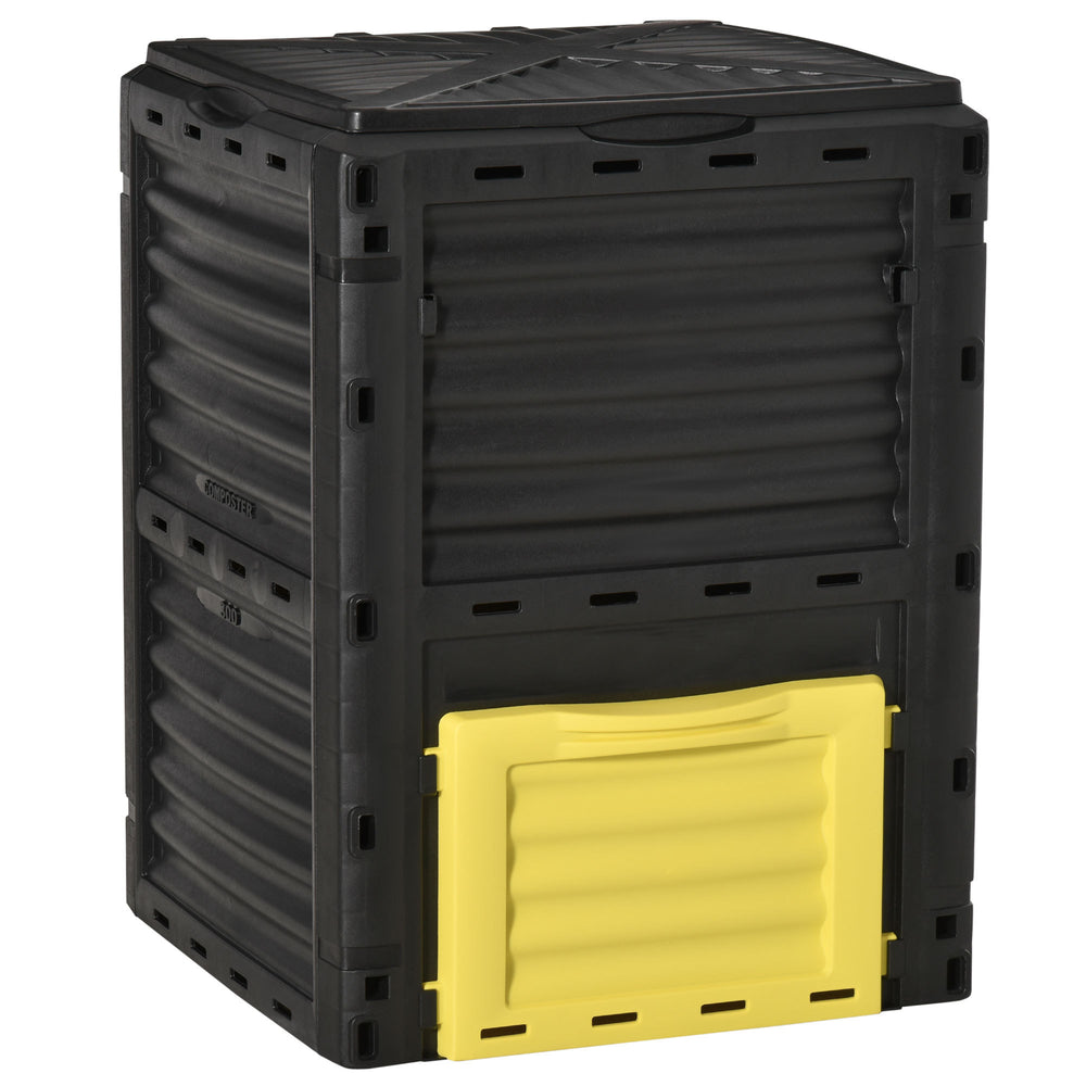 Outsunny Garden Compost Bin 80 Gallon Outdoor Large Capacity Composter Fast Create Fertile Soil Aerating Box, Easy Assembly, Yellow Media 1