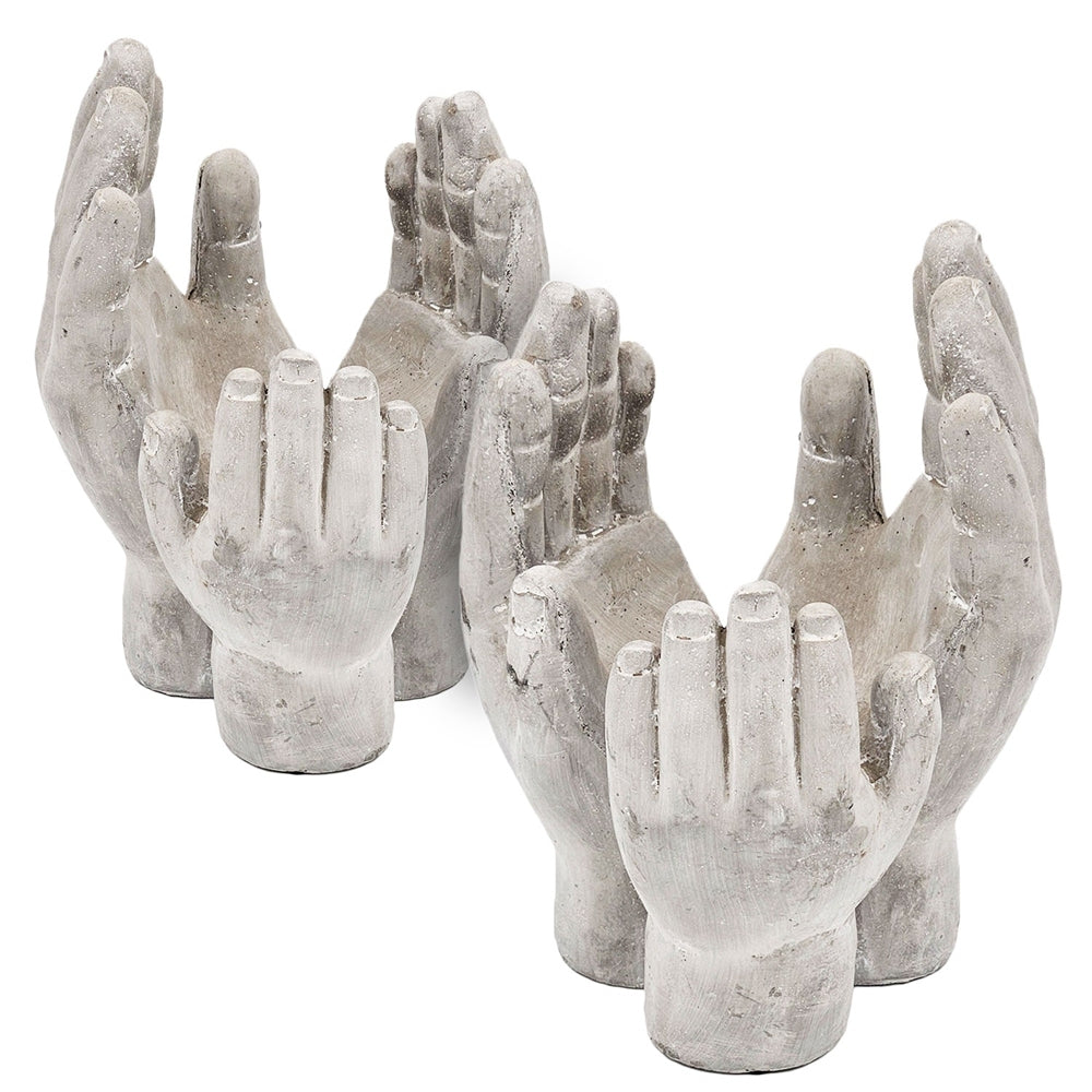 Set of 2 6x6x9' Accepting Hands Accent Cement Hand Decor Media 1