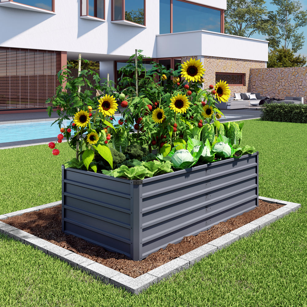 6x3x2 ft Large Raised Garden Bed, Gray Rectangular Galvanized Metal Outdoor Planter with 269 Gallon Capacity and Deep Root Design, Ideal for Growing Vegetables, Flowers and Herbs Media 13