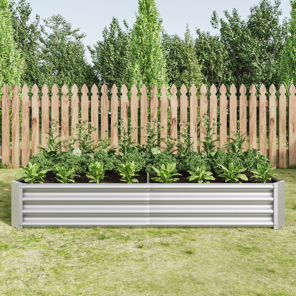 Raised Garden Bed Outdoor, 6×3×1ft , Metal Raised  Rectangle Planter Beds for Plants, Vegetables, and Flowers - Silver Media 1
