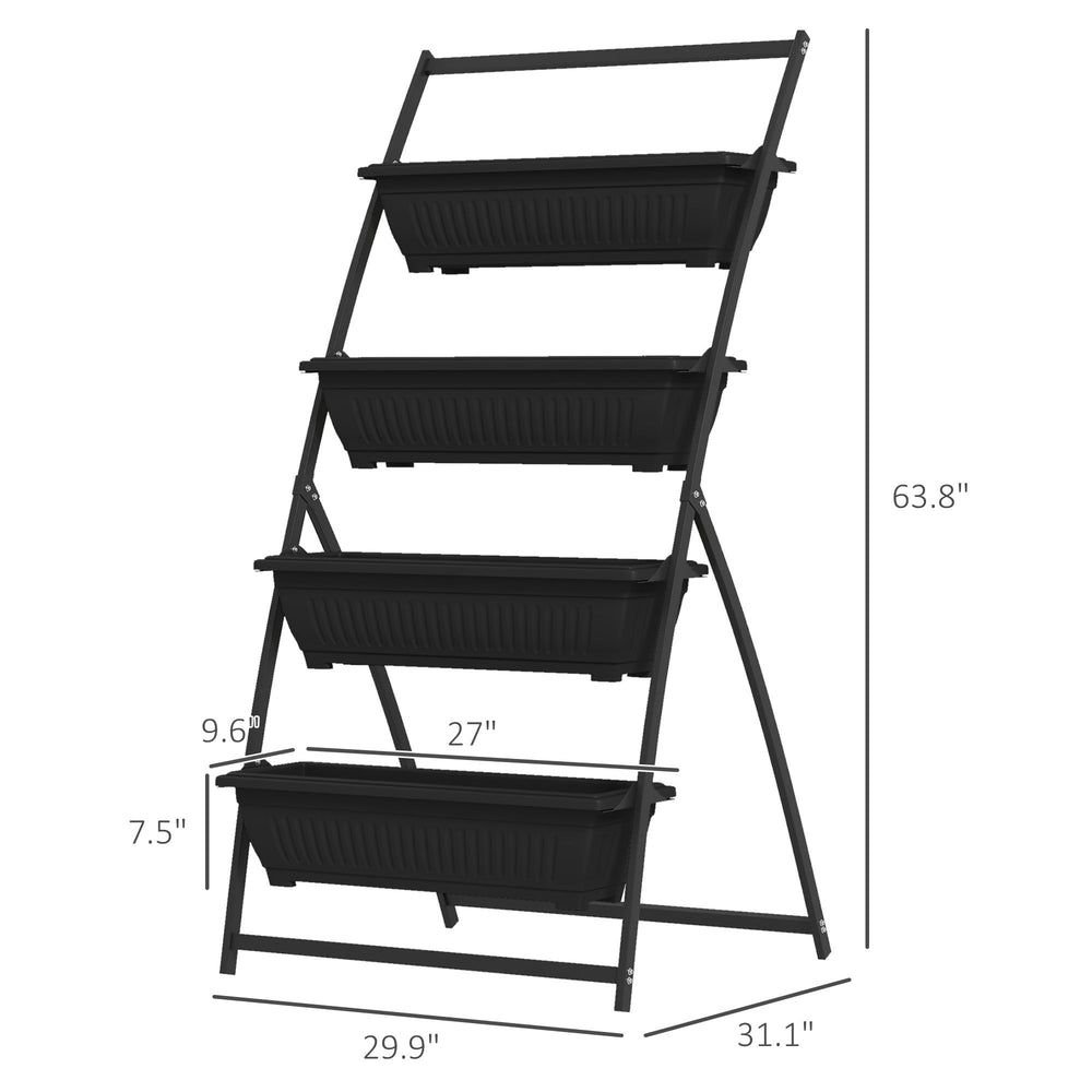 Outdoor Plant Stand Grow Container for Vegetable & Flowers,4-Tier Vertical Raised Garden Planter with 4 Boxes Media 3