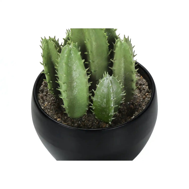 Artificial Succulent Plants Set of 3, 6' Tall, Green Faux Indoor Decor in Black Melamine Pots, Tabletop Greenery for Home Office